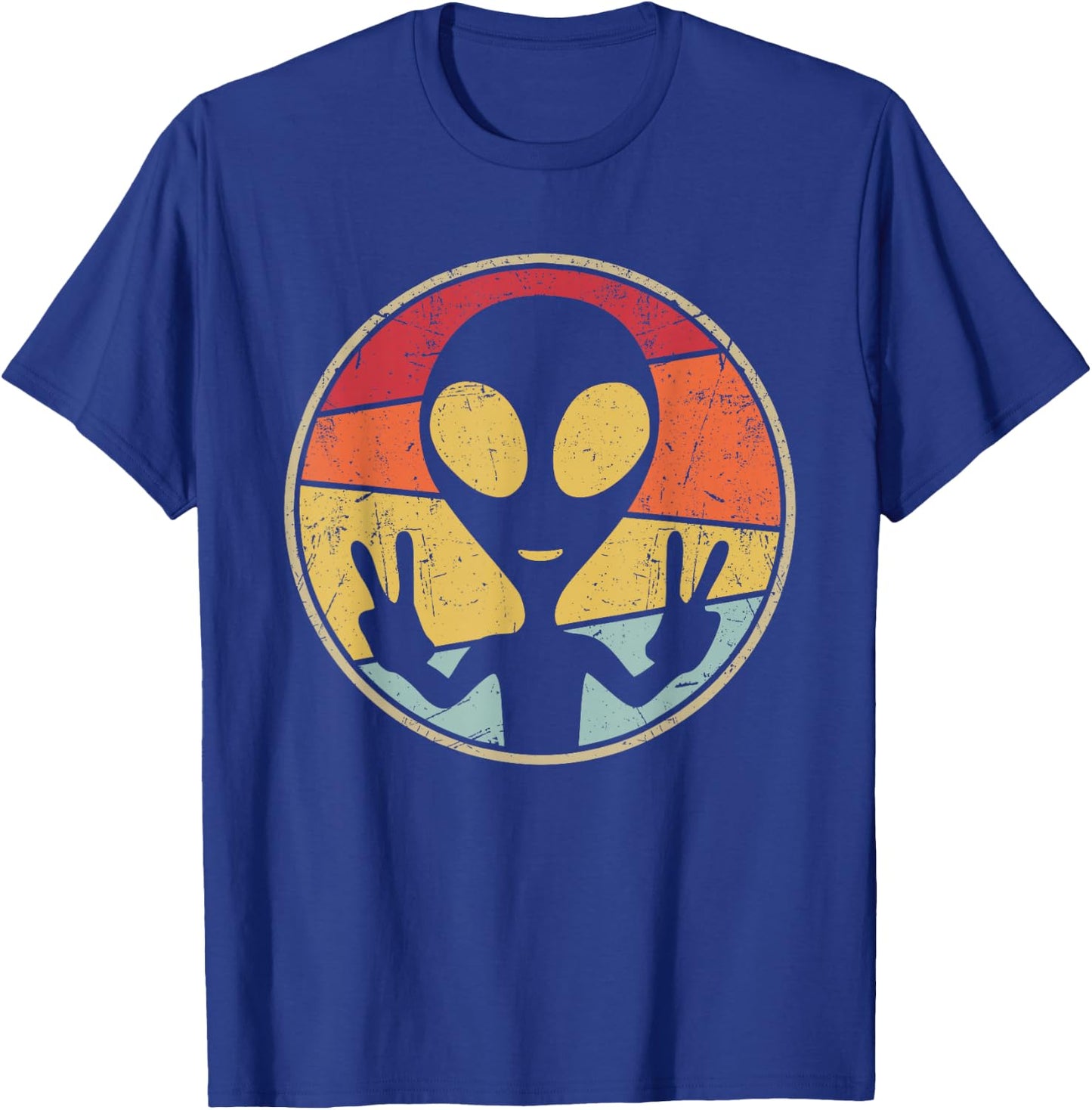 UFO Lover Funny Retro 80's Style Vintage Alien Space Gift T-Shirt - T-Shirt | Royal