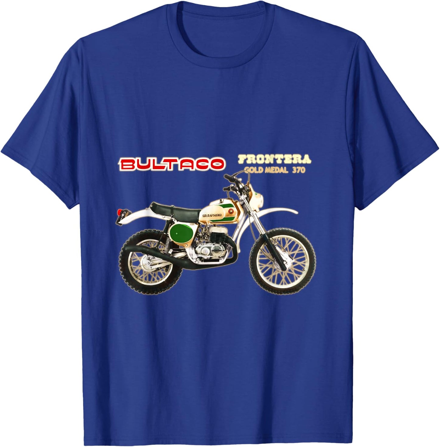 Classic Bultaco Motorcycle Frontera Gold Medal 350 Biker T-Shirt - T-Shirt | Royal