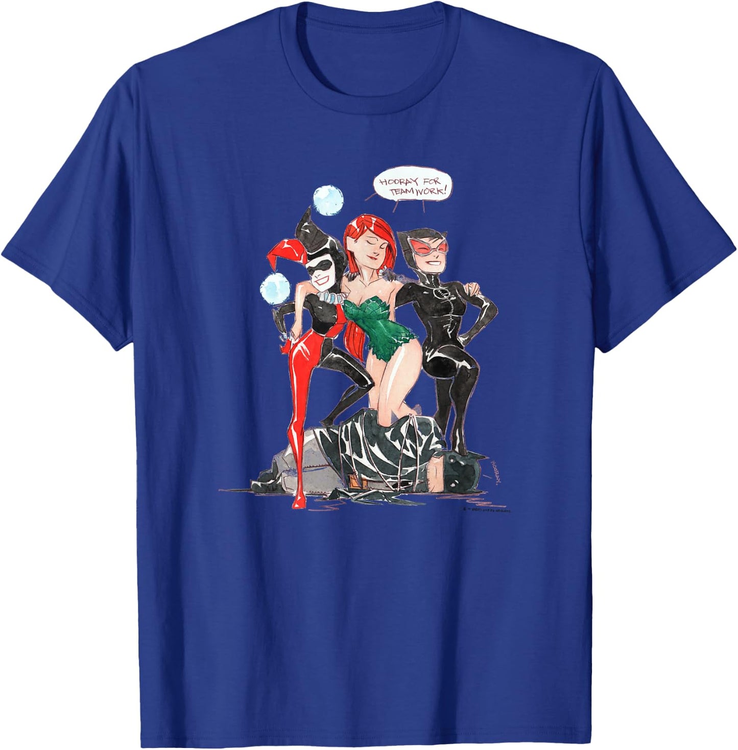 WB100 DC Comics Catwoman Poison Ivy Harley Quinn Team Up T-Shirt - T-Shirt | Royal