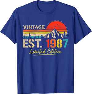 Vintage Est 1987 Limited Edition Classic 1987 Men and Women T-Shirt - T-Shirt | Royal