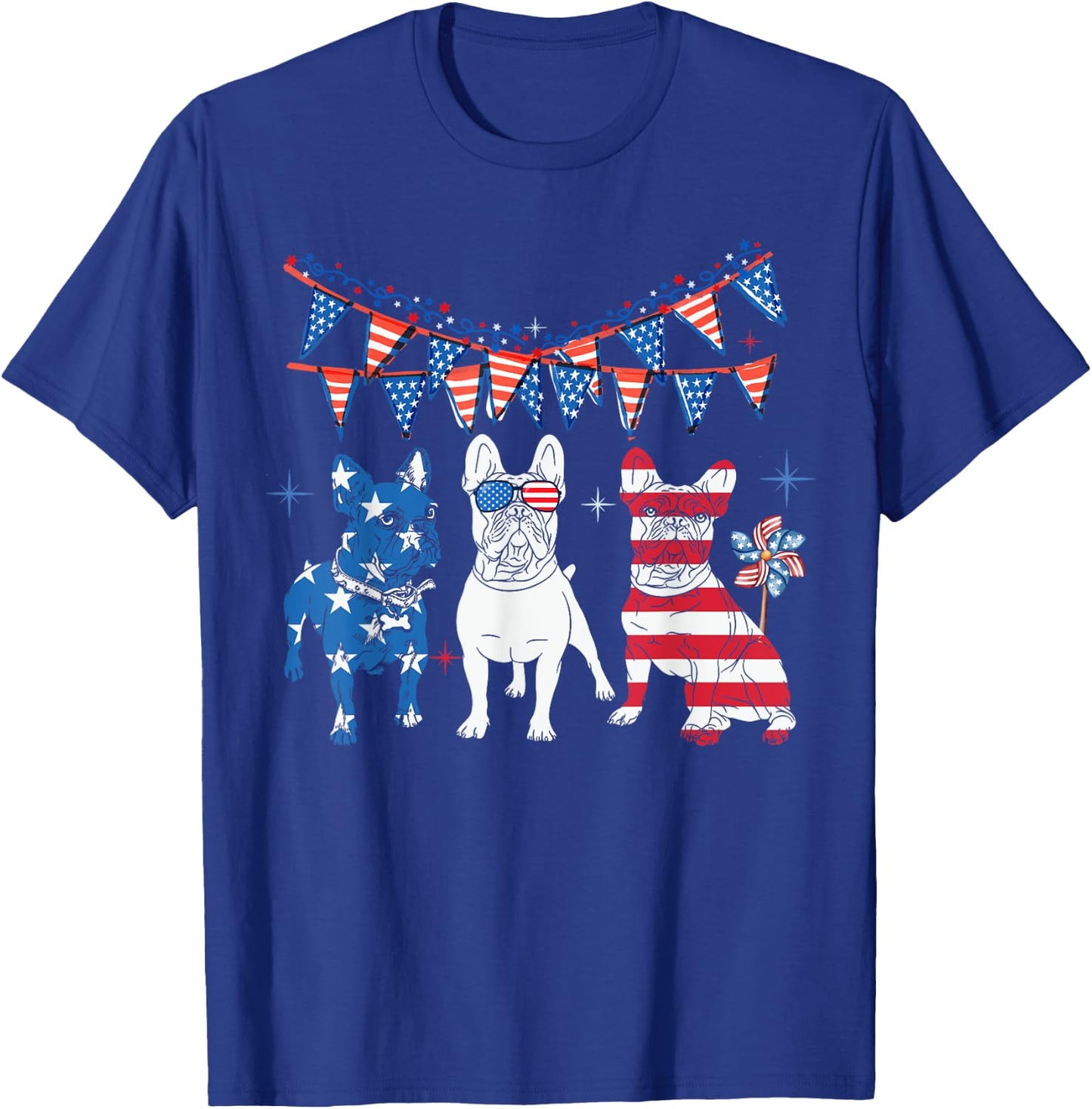 French bulldog 4th of july American Flag women Independence T-Shirt - T-Shirt | Royal