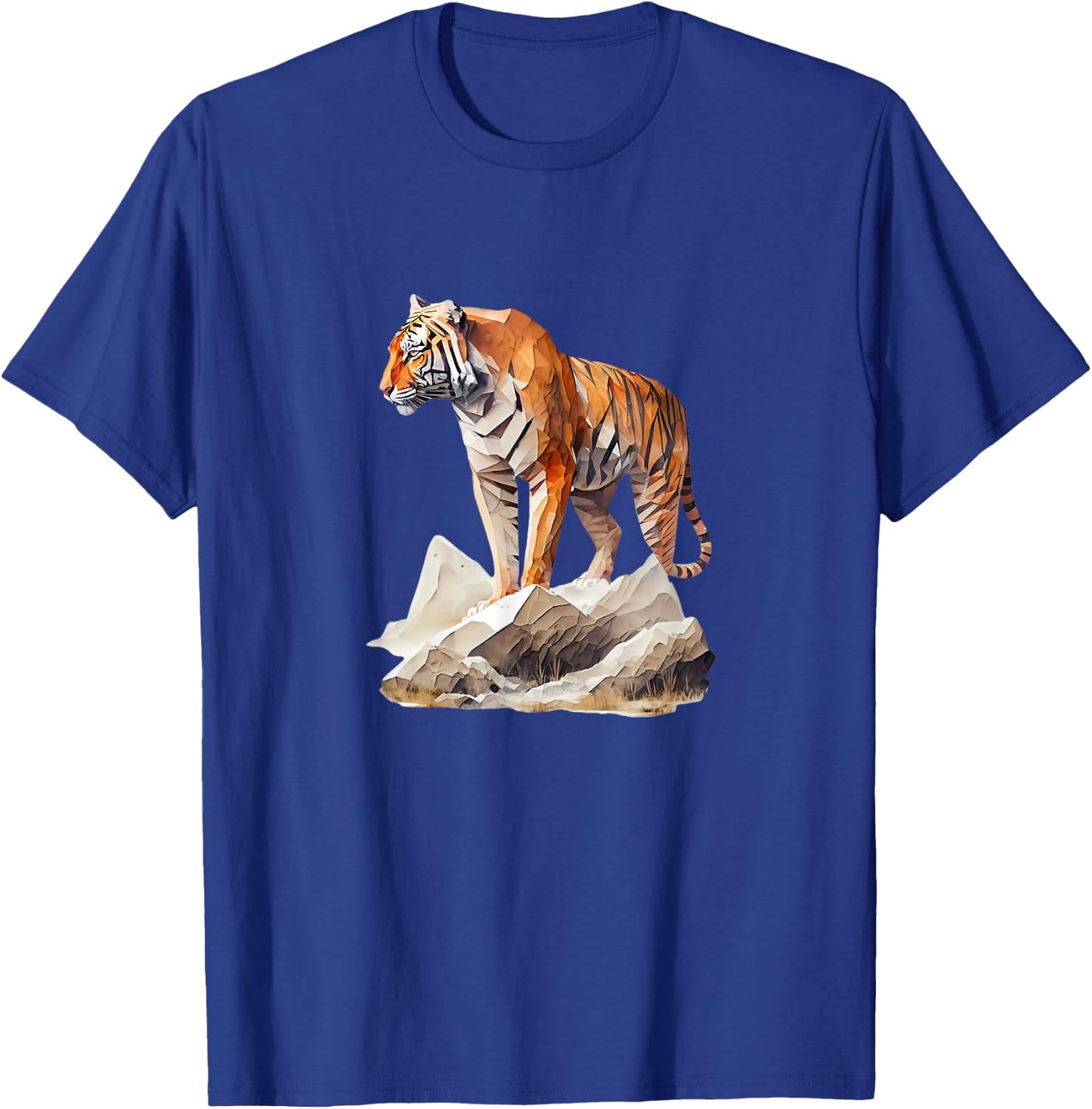 Majestic Tiger on Rocks Polygon Poly Art Tiger Lovers T-Shirt - T-Shirt | Royal
