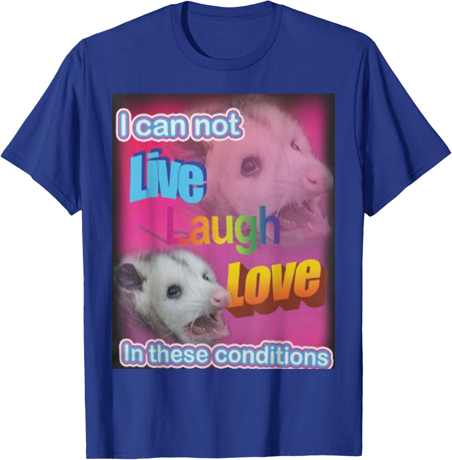 I can not live laugh love in these conditions Raccoon T-Shirt - T-Shirt | Royal