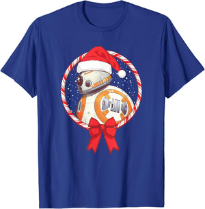 Star Wars Christmas BB-8 Santa Candy Cane Circle T-Shirt - T-Shirt | Royal