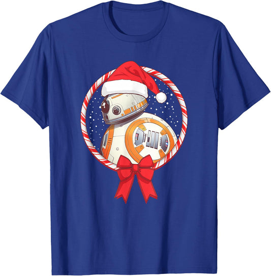 Star Wars Christmas BB-8 Santa Candy Cane Circle T-Shirt - T-Shirt | Royal