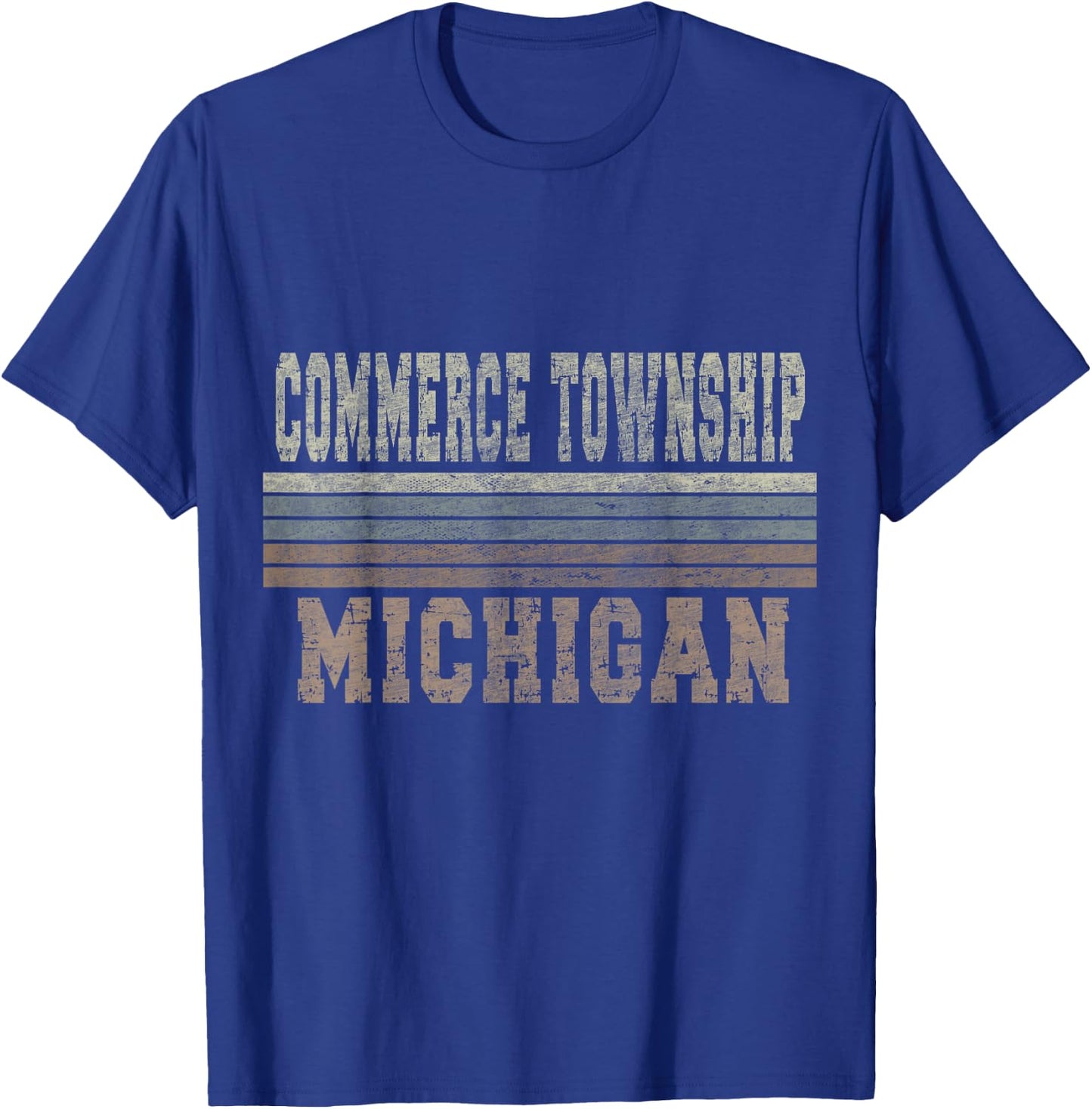 Retro Commerce Township Michigan T-Shirt - T-Shirt | Royal