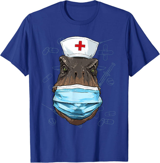 Hospital T Rex ER Nurse RN LPN Nurse Life Dinosaur Lover T-Shirt - T-Shirt | Royal