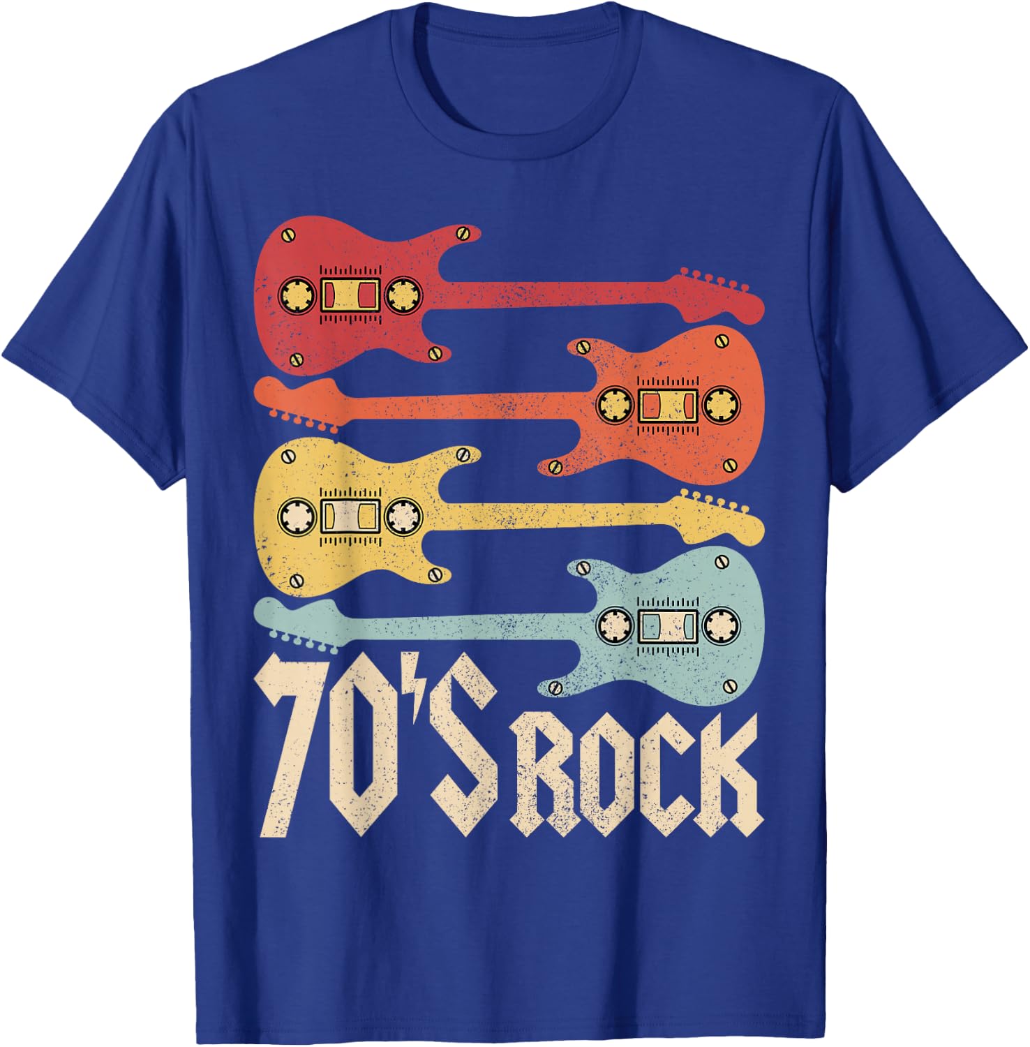 70s Rock Band Guitar Cassette Tape 1970s Vintage 70s Costume T-Shirt - T-Shirt | Royal