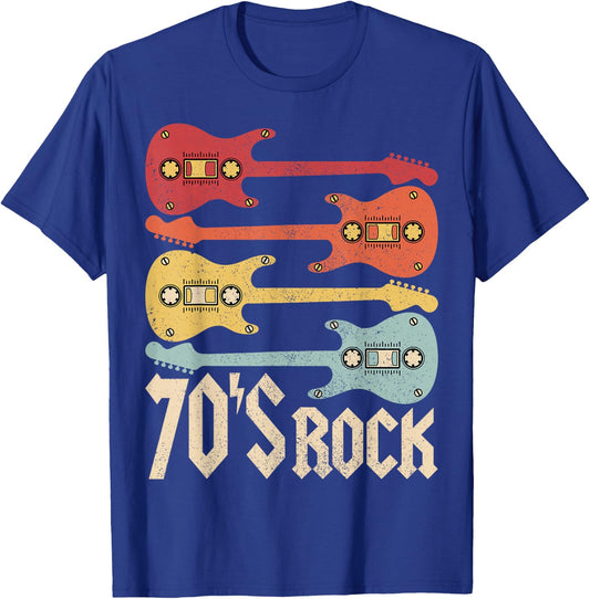 70s Rock Band Guitar Cassette Tape 1970s Vintage 70s Costume T-Shirt - T-Shirt | Royal