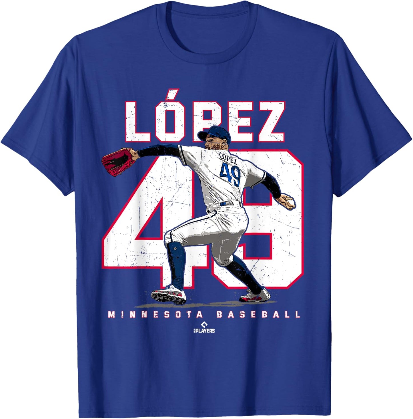 BallPark MVP -Adults Black Small Number and Portrait Pablo Lopez Minnesota MLBPA T-Shirt - T-Shirt | Royal