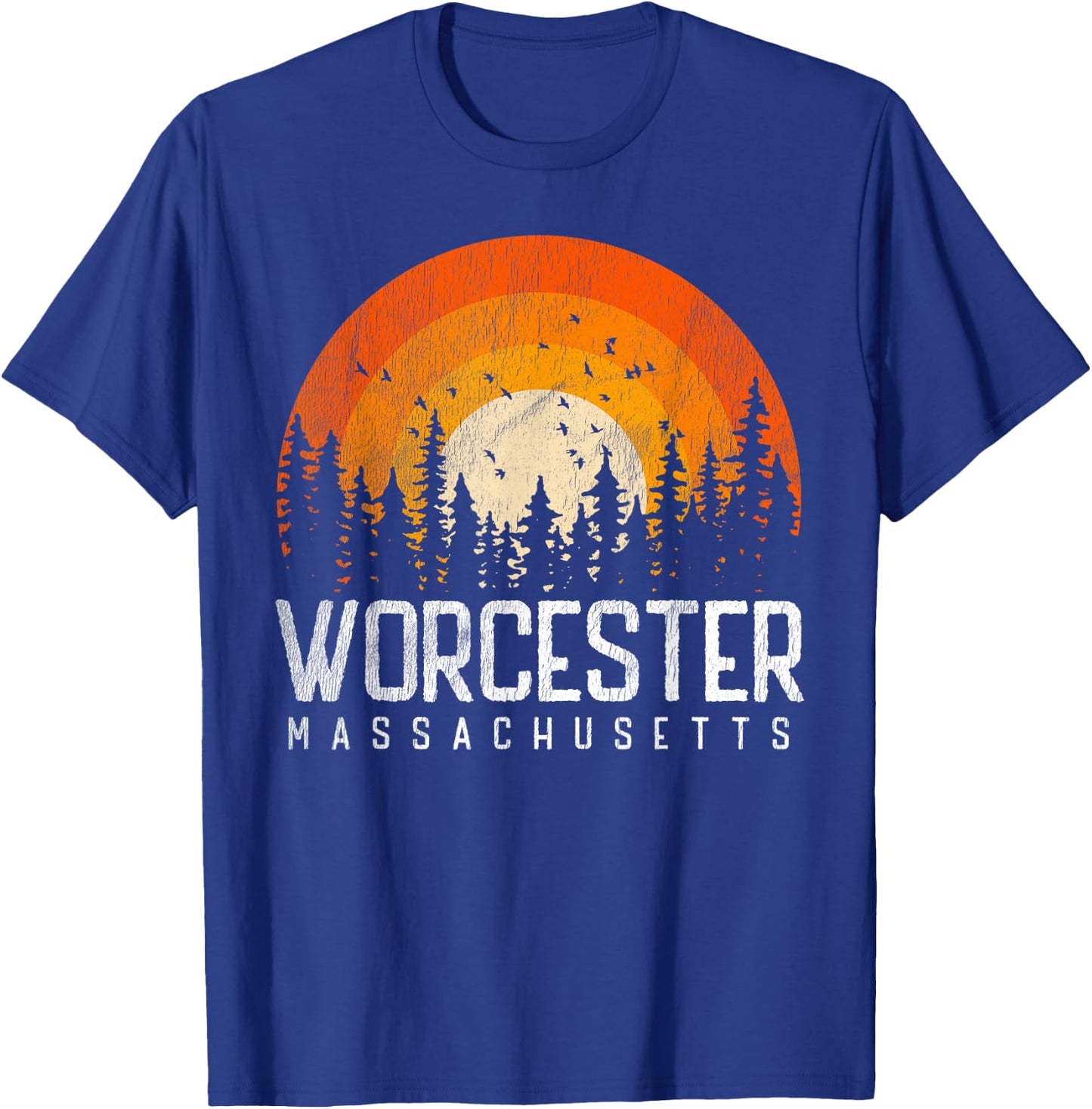 Worcester Massachusetts MA Shirt Vintage 70s 80s Retro Gift T-Shirt - T-Shirt | Royal