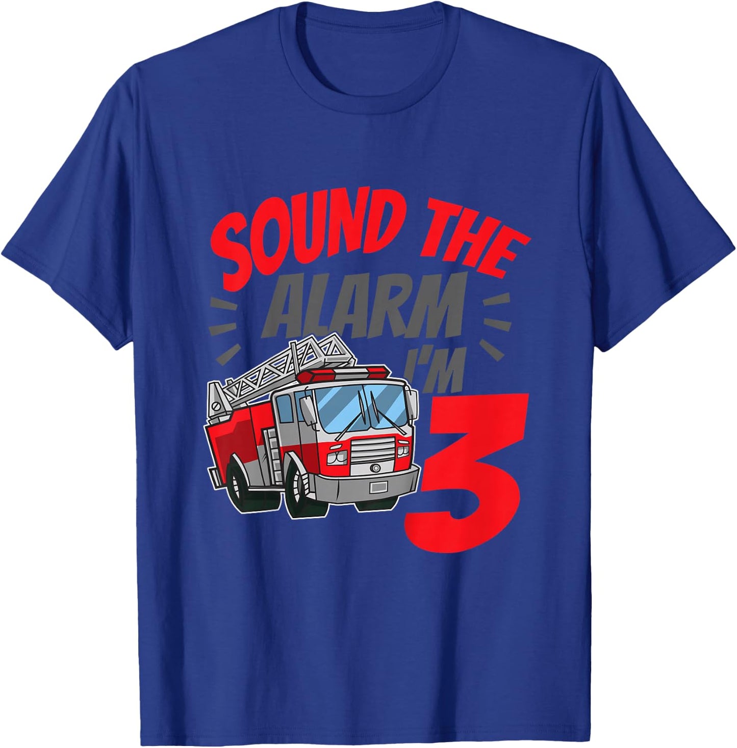Kids Firefighter I'm 3 Birthday Fire Truck 3rd birthday T-Shirt - T-Shirt | Royal
