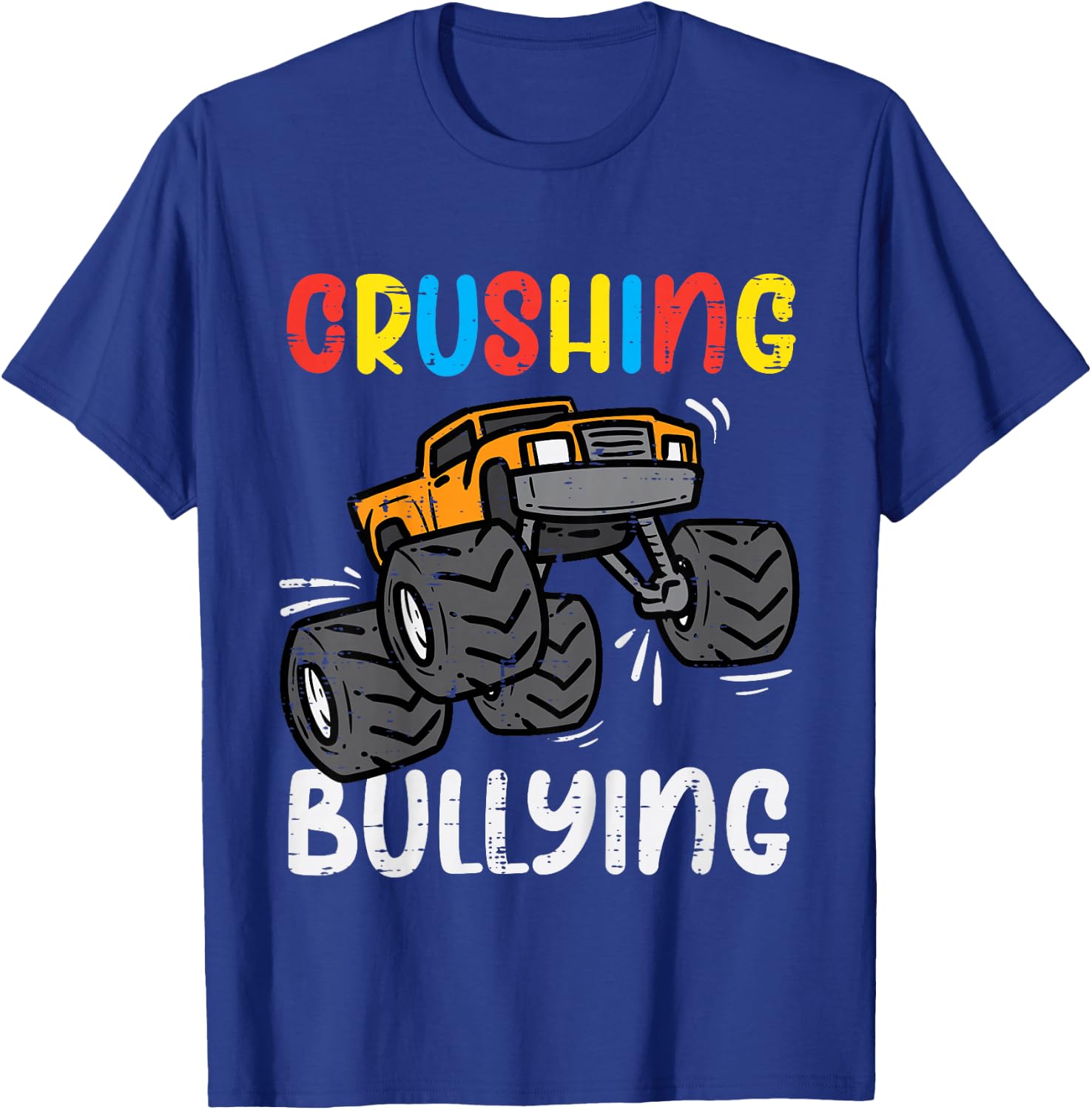 Kids Crushing Bullying Monster Truck Orange Unity Day Kids Boys T-Shirt - T-Shirt | Royal