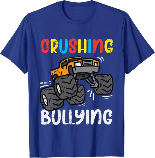 Kids Crushing Bullying Monster Truck Orange Unity Day Kids Boys T-Shirt - T-Shirt | Royal