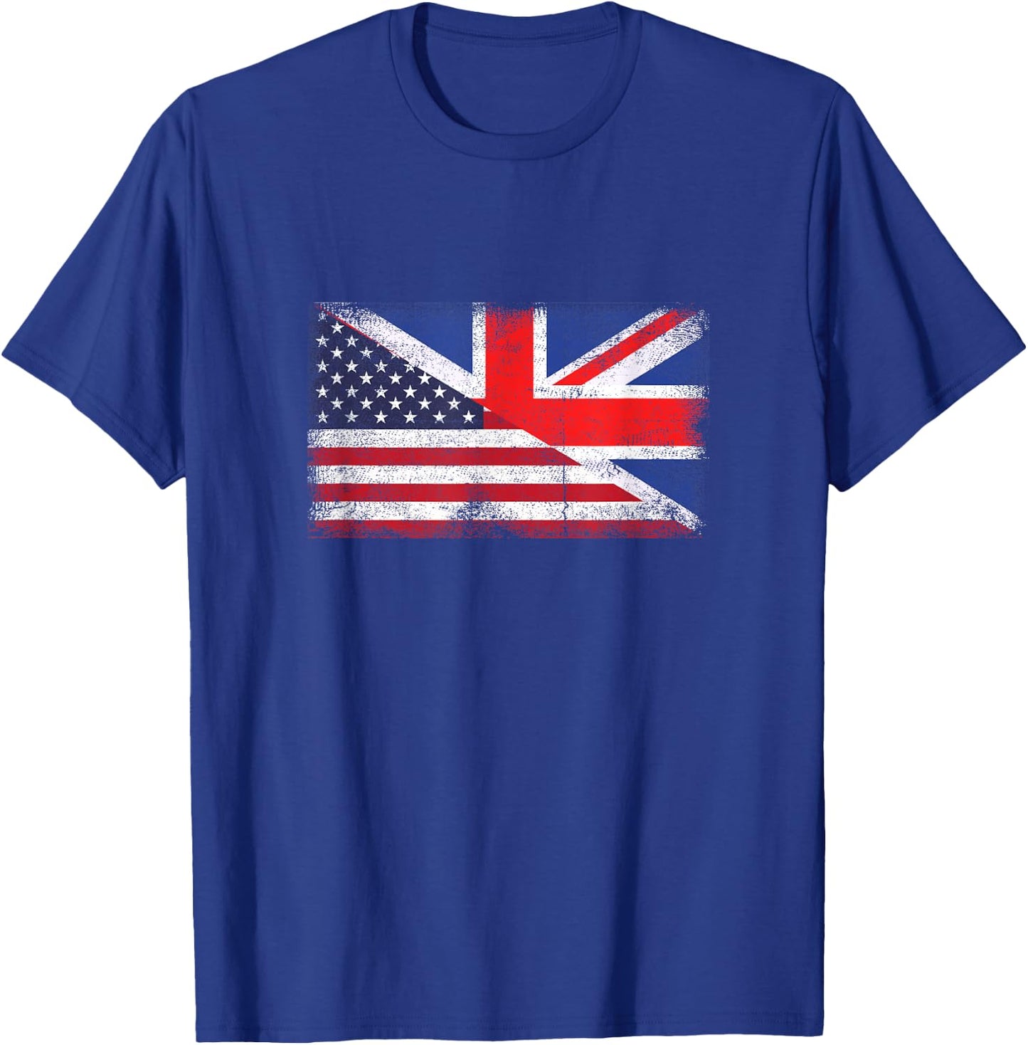 United Kingdom America Flag Half British Half American T-Shirt - T-Shirt | Royal
