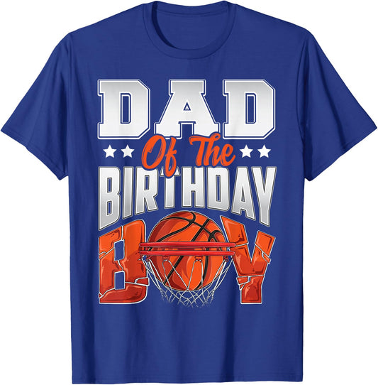 Dad basketball birthday Boy Family Baller b-day Party T-Shirt - T-Shirt | Royal