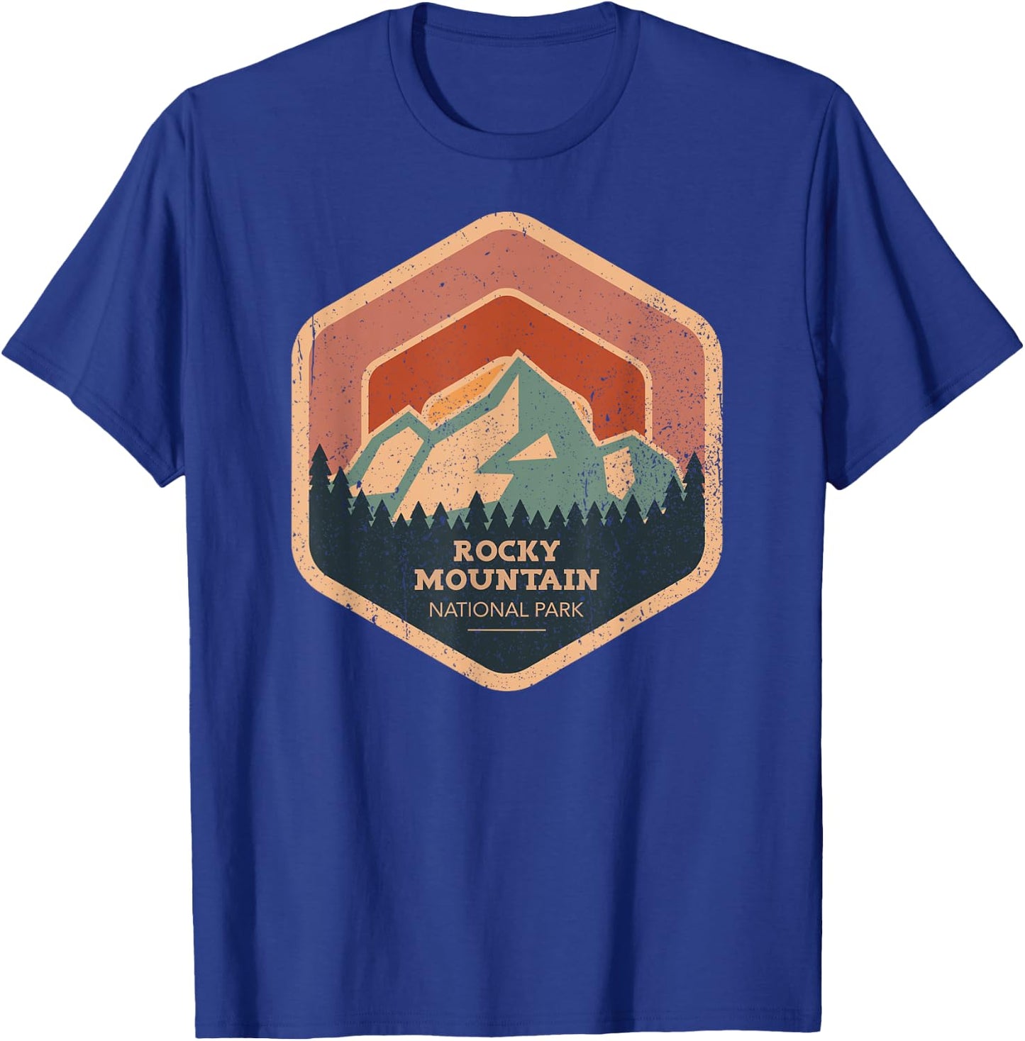 Rocky Mountain National Park Retro Sunset Vintage T-Shirt - T-Shirt | Royal