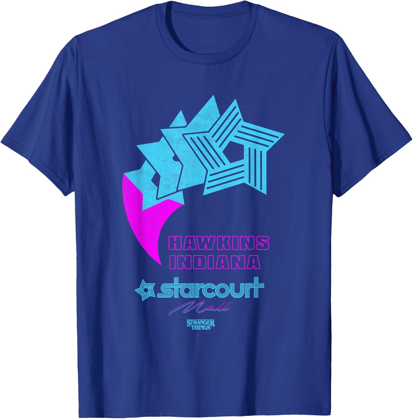 Stranger Things Hawkins Indiana Starcourt Mall Retro Logo T-Shirt - T-Shirt | Royal