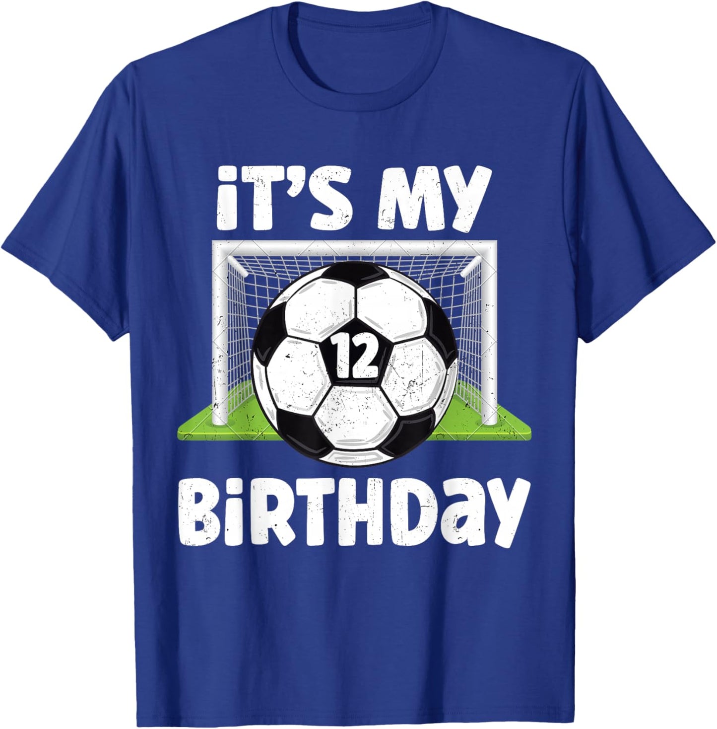 12 Years Old Soccer 12th Birthday Player Kids B-day Party T-Shirt - T-Shirt | Royal