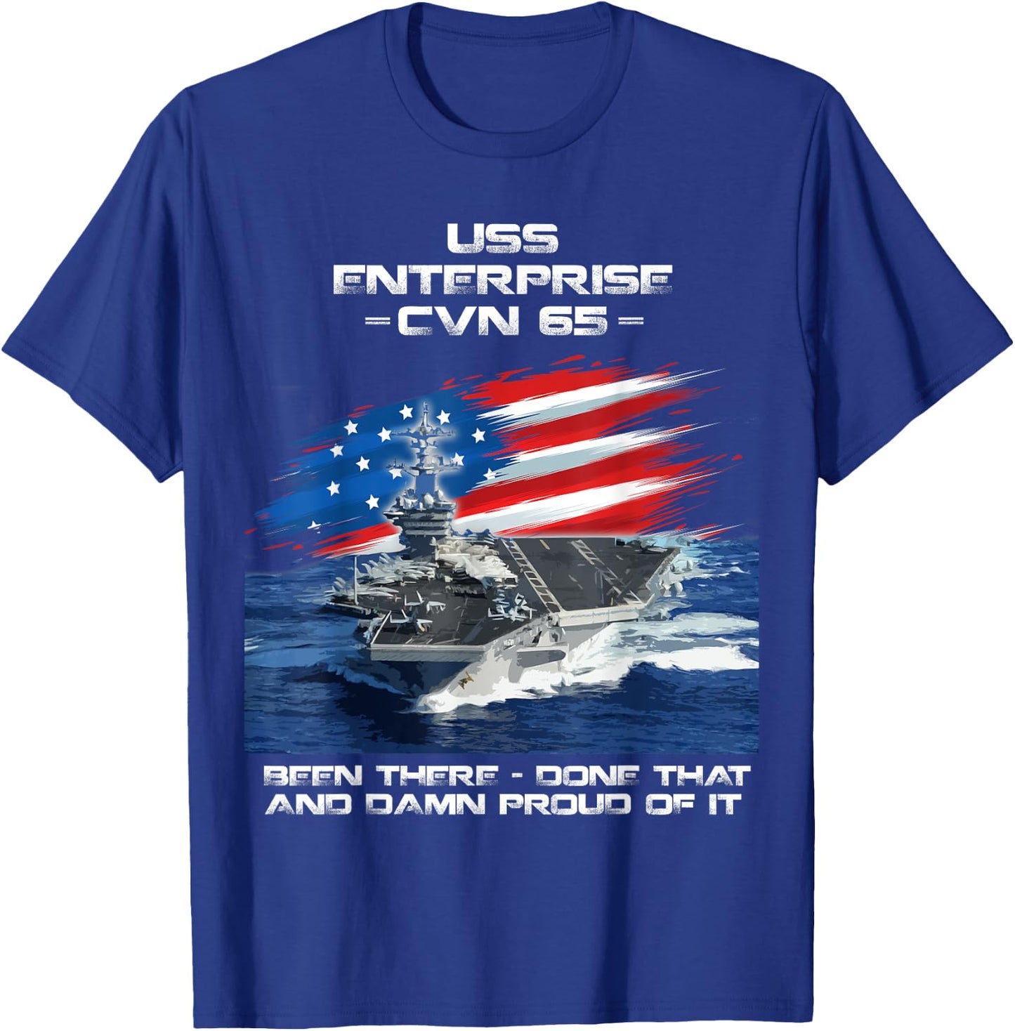 USS Enterprise CVN 65 Aircraft Carrier Veteran USA Flag Xmas T-Shirt - T-Shirt | Royal