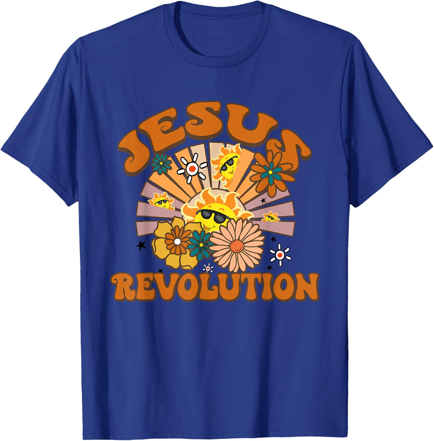 Jesus Revolution Funny Christian Retro Groovy Boho T-Shirt - T-Shirt | Royal
