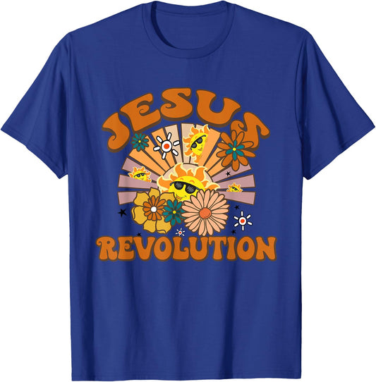 Jesus Revolution Funny Christian Retro Groovy Boho T-Shirt - T-Shirt | Royal