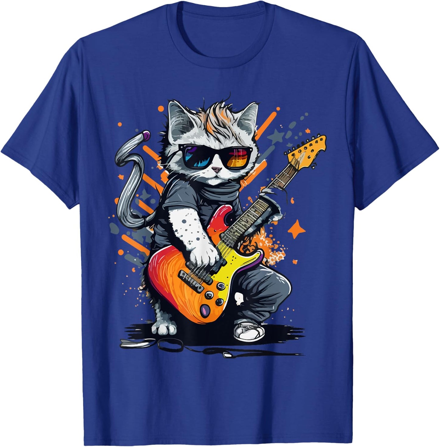 Cat Rock 'n Roll, Cat Rock, Rocking Cat, Cat Rock Bands Women Girls Kids T-Shirt - T-Shirt | Royal