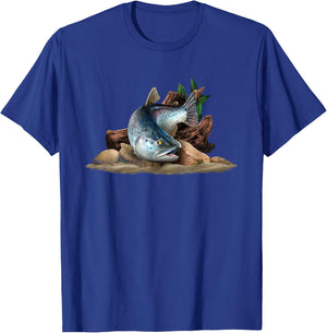 Trout Fish Illustration Fly Fishing Art T-Shirt - T-Shirt | Royal