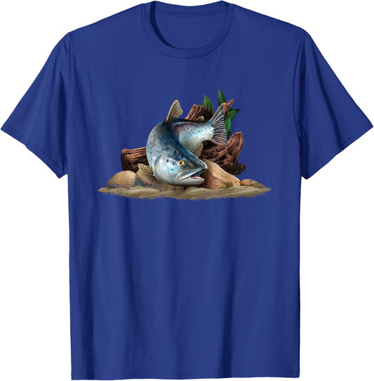 Trout Fish Illustration Fly Fishing Art T-Shirt - T-Shirt | Royal