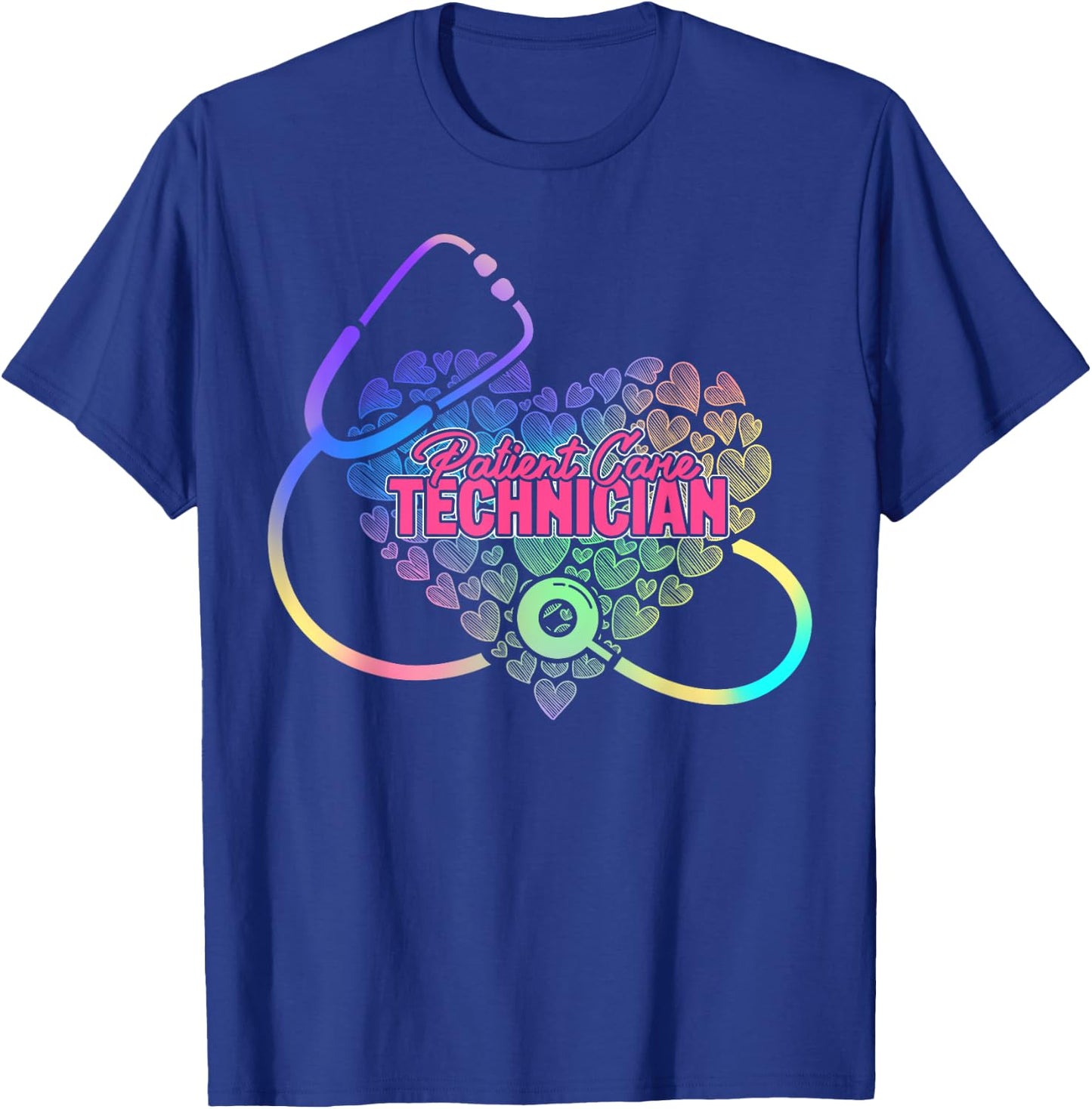 Patient Care Technician Heart Stethoscope T-Shirt - T-Shirt | Royal