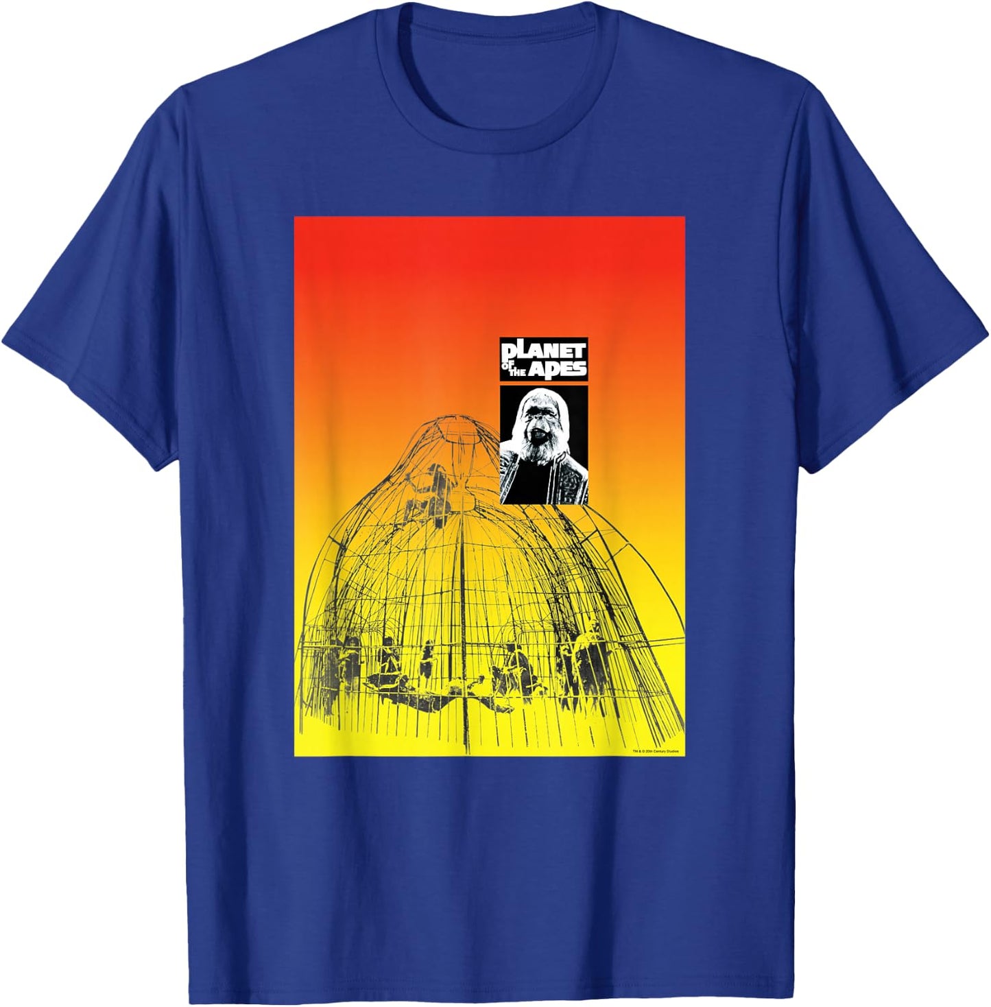 Planet of the Apes 1968 Dr Zaius and Cage Vintage Poster Art , Small T-Shirt - T-Shirt | Royal