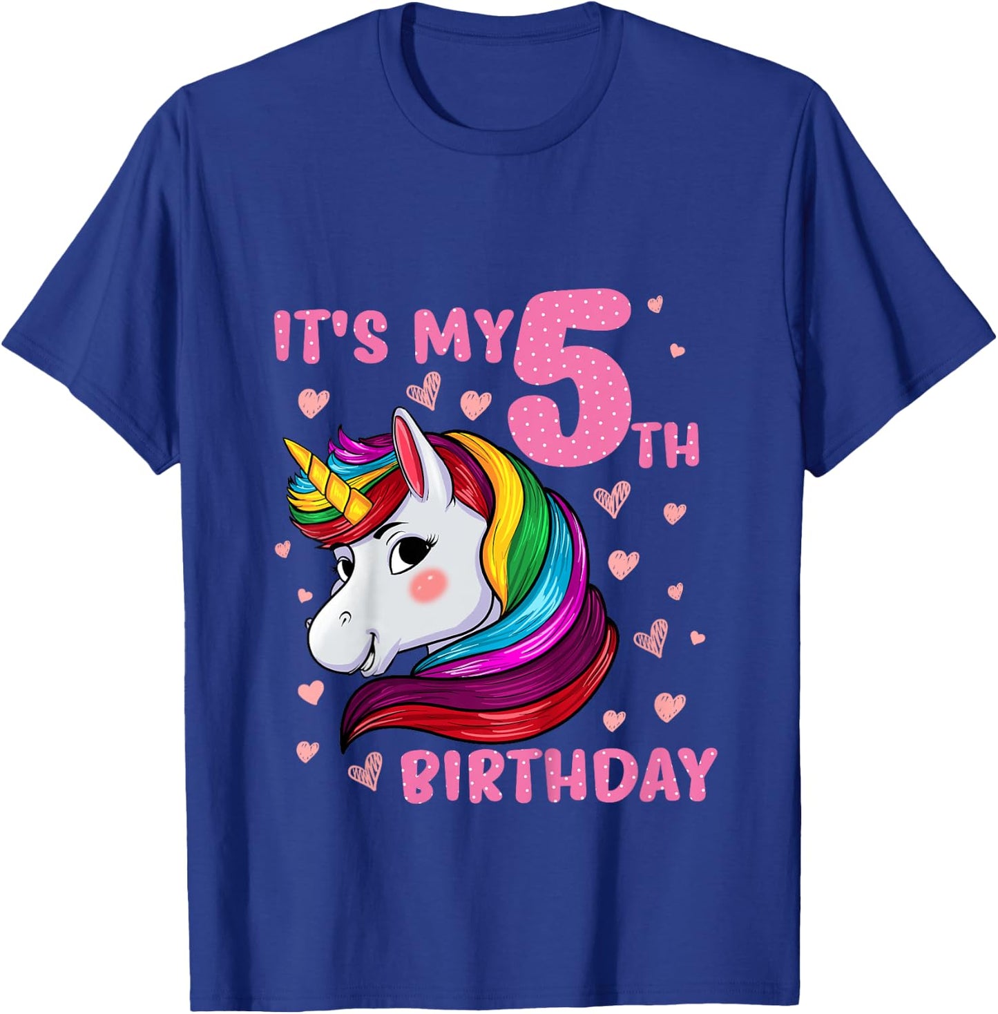 Unicorn Girl 5 Birthday Unicorn It's My 5th Birthday T-Shirt - T-Shirt | Royal