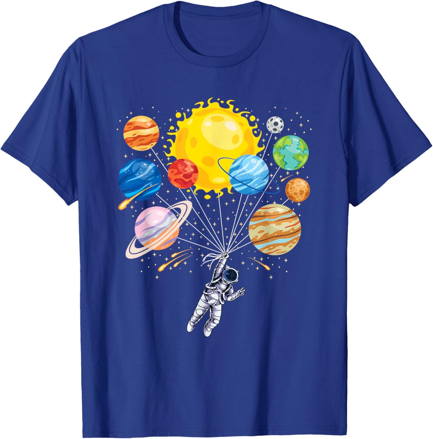 Funny Astronaut Planet Space Solar System Men Women Kids T-Shirt - T-Shirt | Royal