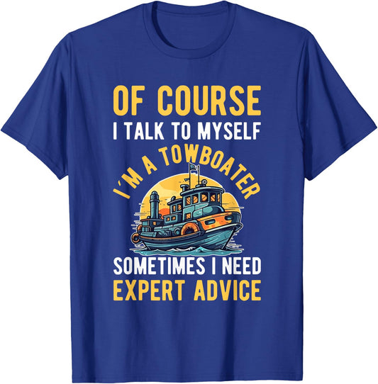 Towboater Tugging Expert Tugboater Towboat Captain Tugboat T-Shirt - T-Shirt | Royal