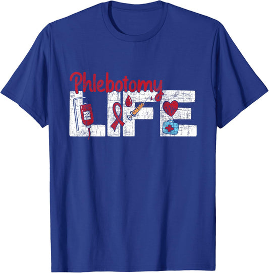 Phlebotomy Life - Phlebotomist Medical Healthcare Worker T-Shirt - T-Shirt | Royal