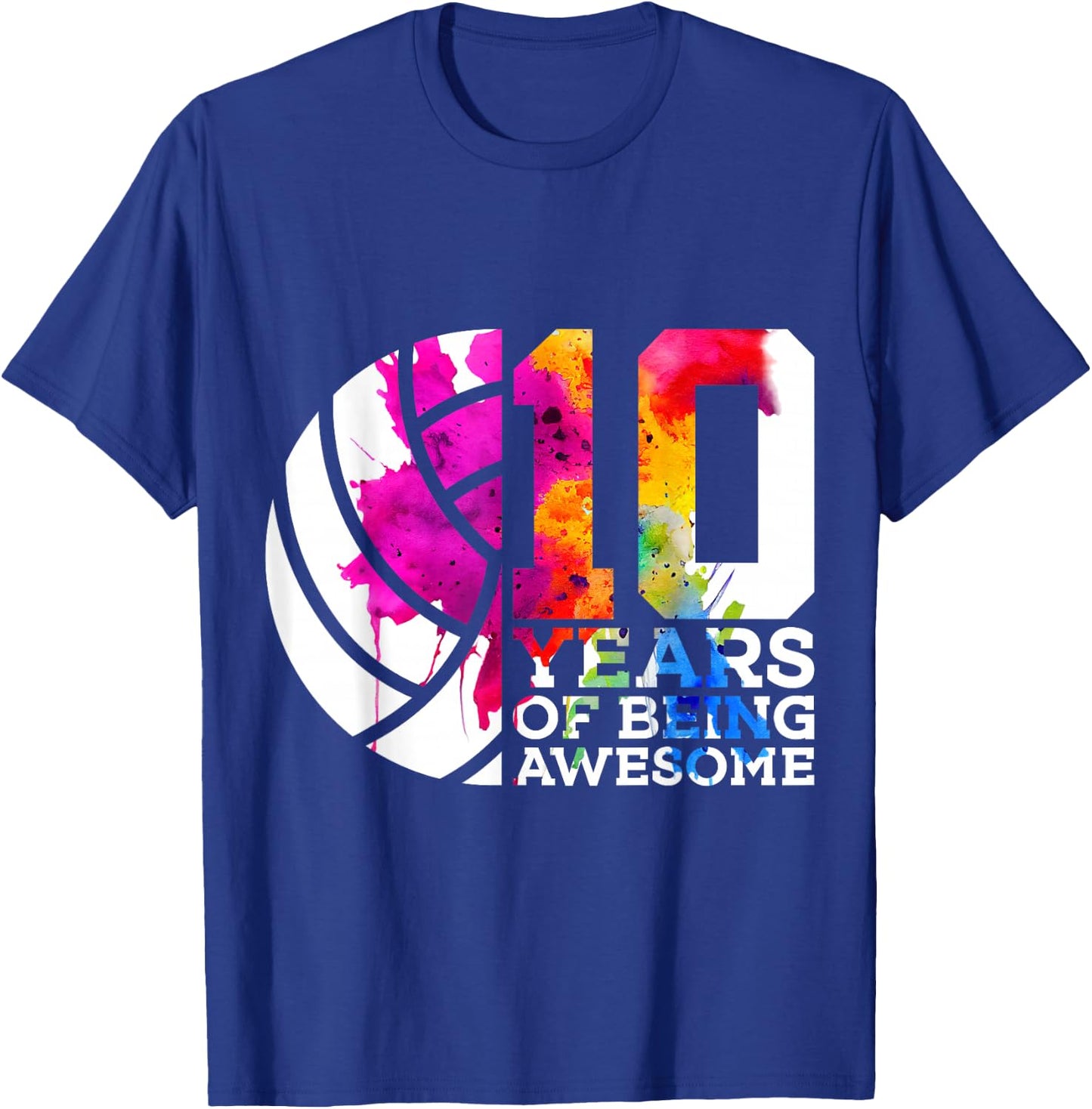 10 Years of Being Awesome Volleyball 10th Birthday T-Shirt - T-Shirt | Royal