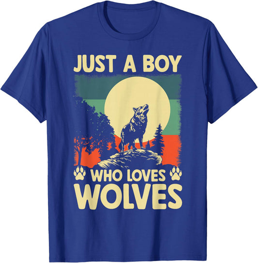 Just A Boy Who Loves Wolves T-Shirt - T-Shirt | Royal