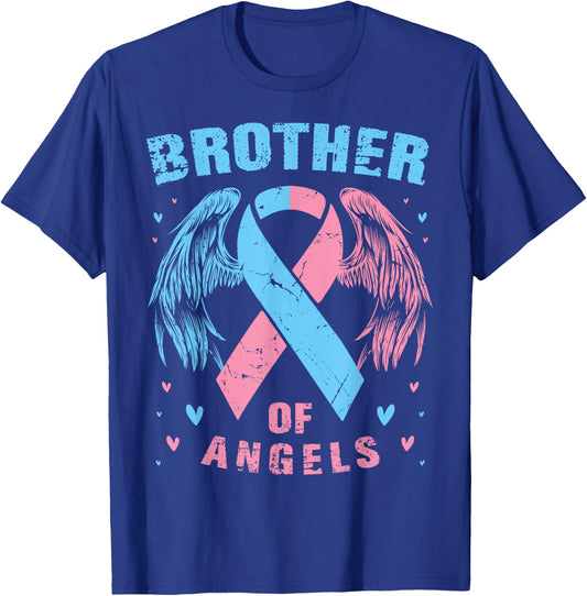 Brother of Angels Pregnancy Miscarriage Child Loss Pink Blue T-Shirt - T-Shirt | Royal