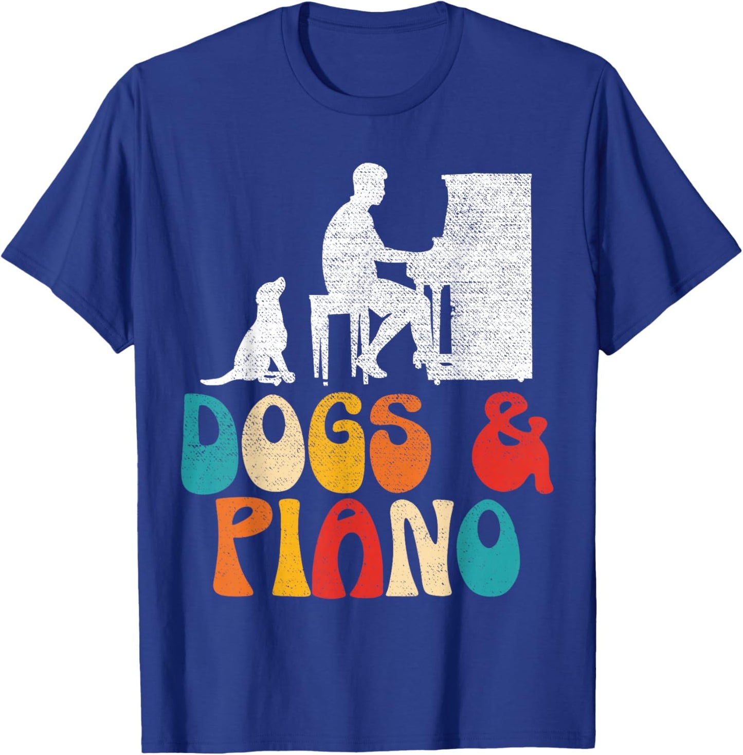 Dogs And Piano Musician Musical Instrument Pianist Music T-Shirt - T-Shirt | Royal