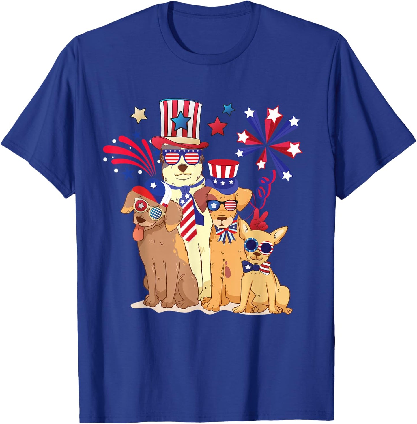 Patriotic Dog 4th Of July Funny Dogs Lovers for Pet Owners T-Shirt - T-Shirt | Royal