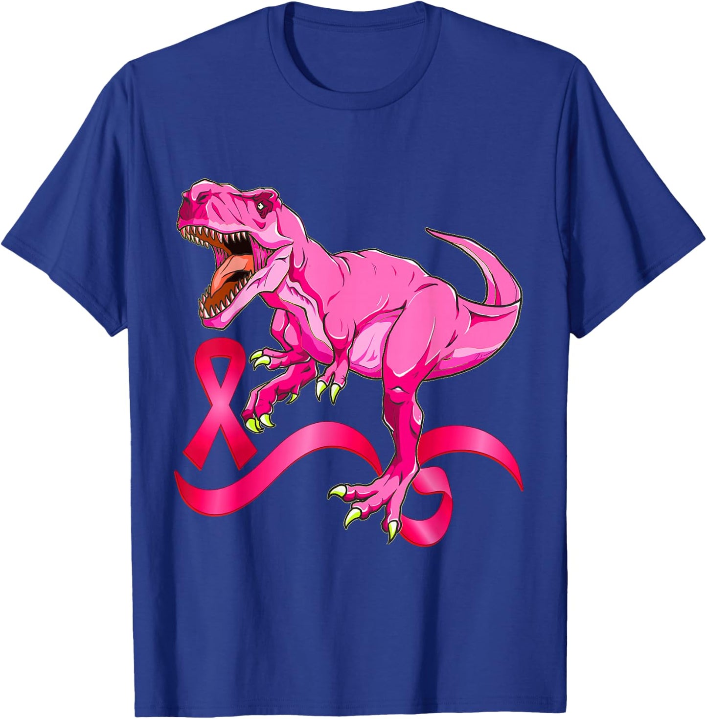 Pink Ribbon T-Rex Breast Cancer Awareness Boys Kids Toddler T-Shirt - T-Shirt | Royal