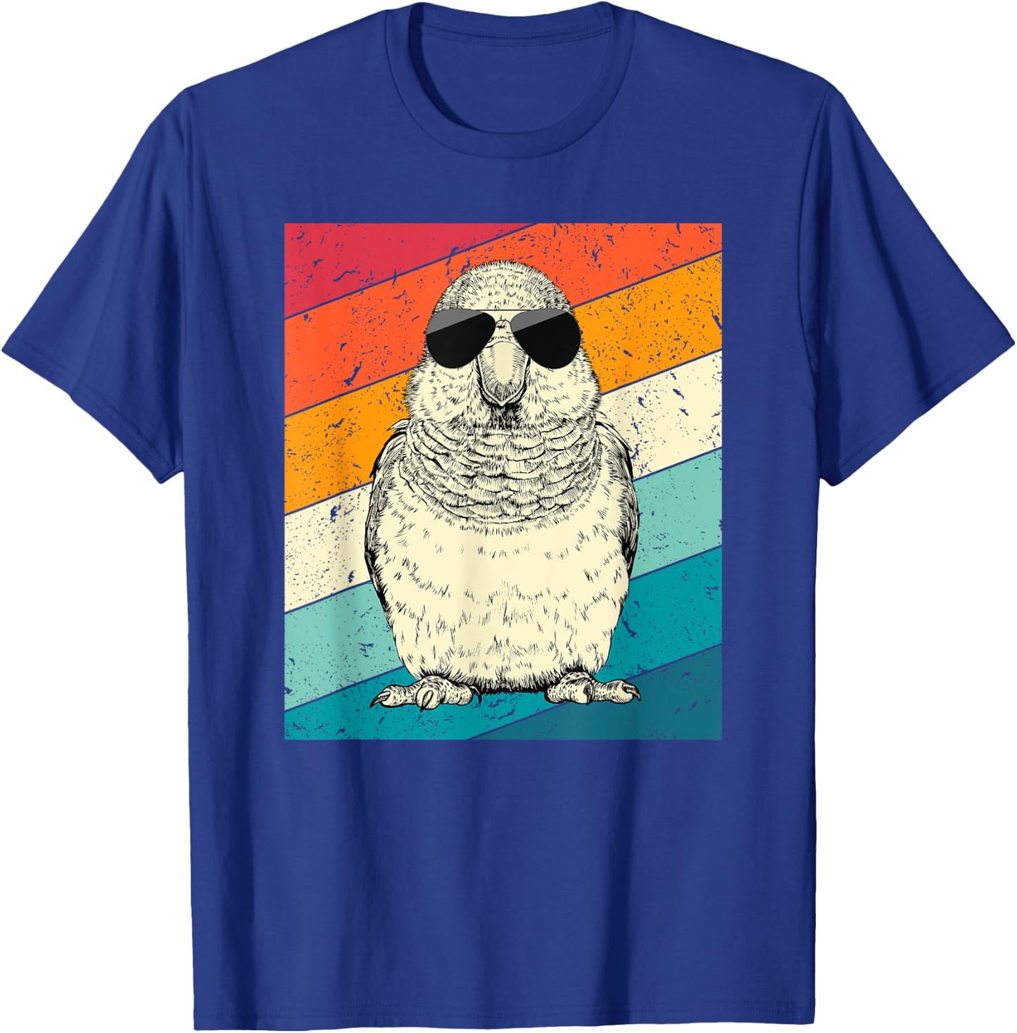 Retro Vintage Quaker Parrot with Sunglasses Bird Lovers T-Shirt - T-Shirt | Royal