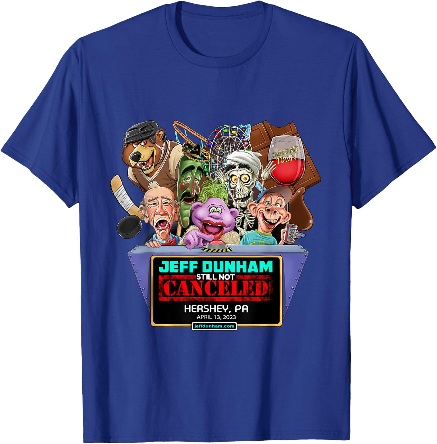 Jeff Dunham Hershey, PA (2023) T-Shirt - T-Shirt | Royal