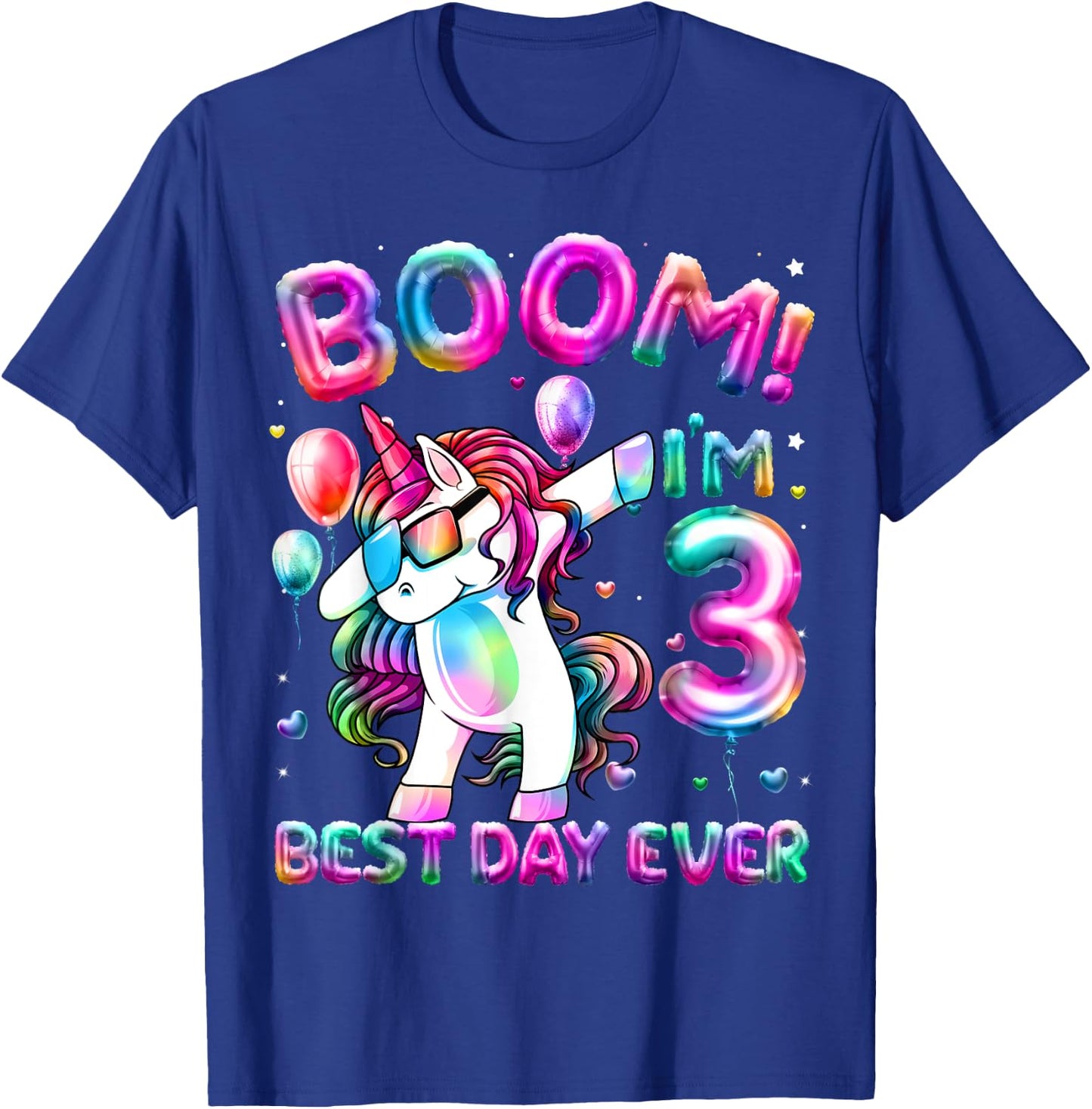 3 Years Old Dabbing Unicorn Gifts 3rd Birthday Girl Party T-Shirt - T-Shirt | Royal