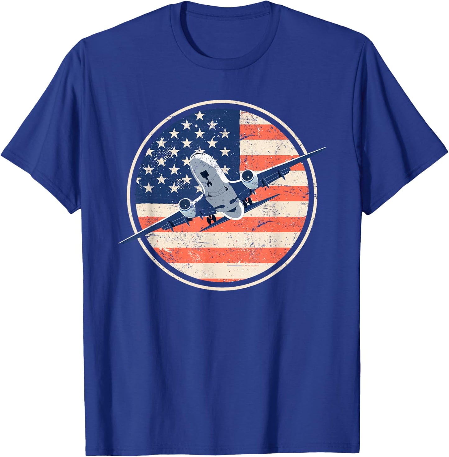 Airline Pilot American Flag Women Men T-Shirt - T-Shirt | Royal