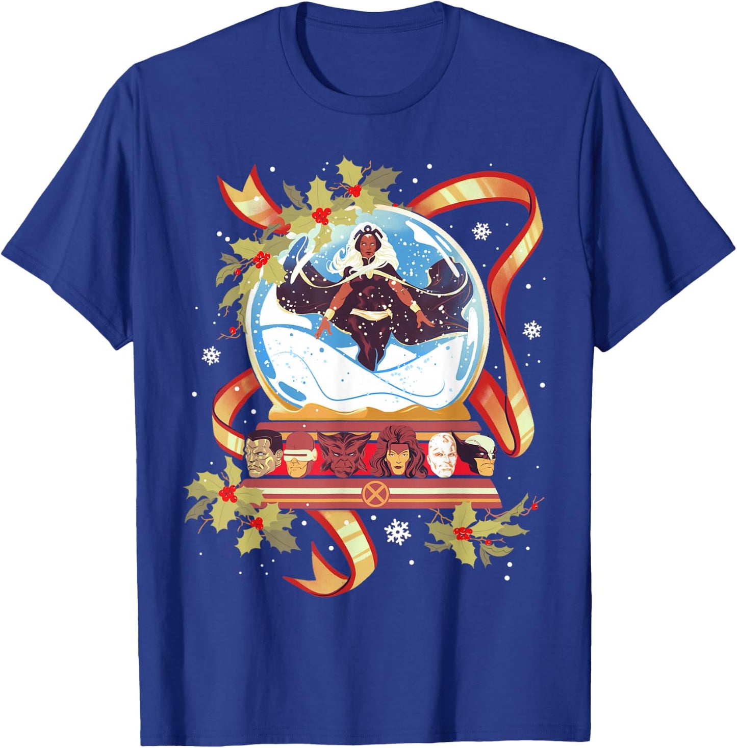 Marvel Storm and the X-Men Christmas Holiday Snow Globe T-Shirt - T-Shirt | Royal