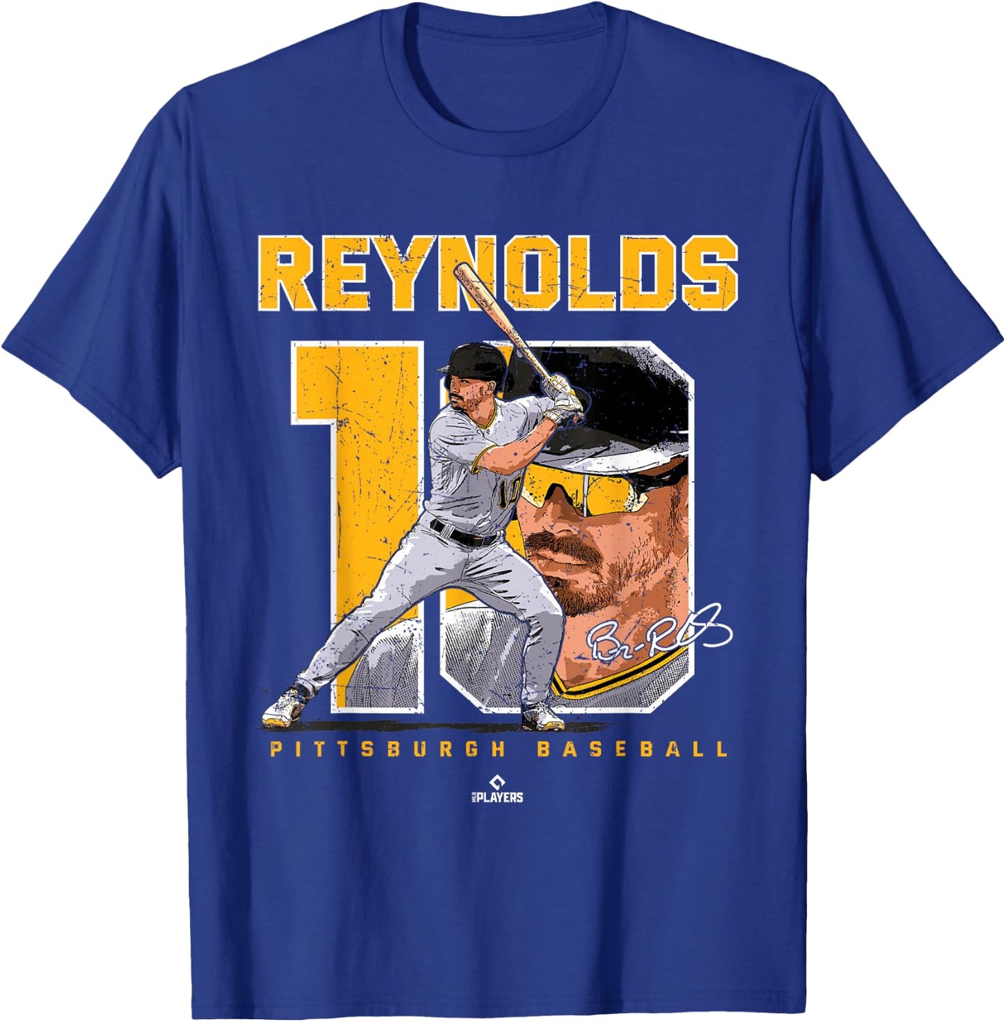 Number and Portrait Bryan Reynolds Pittsburgh MLBPA T-Shirt - T-Shirt | Royal