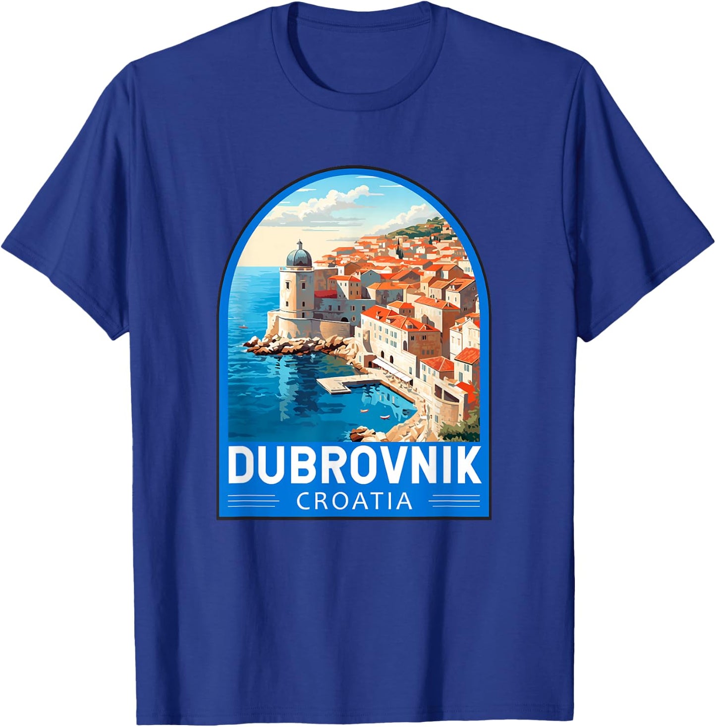 Dubrovnik Croatia Travel Retro Emblem Vintage T-Shirt - T-Shirt | Royal