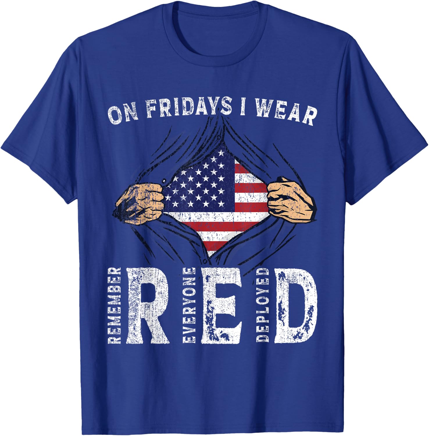 On Fridays I Wear Red USA Support American Troops T-Shirt - T-Shirt | Royal