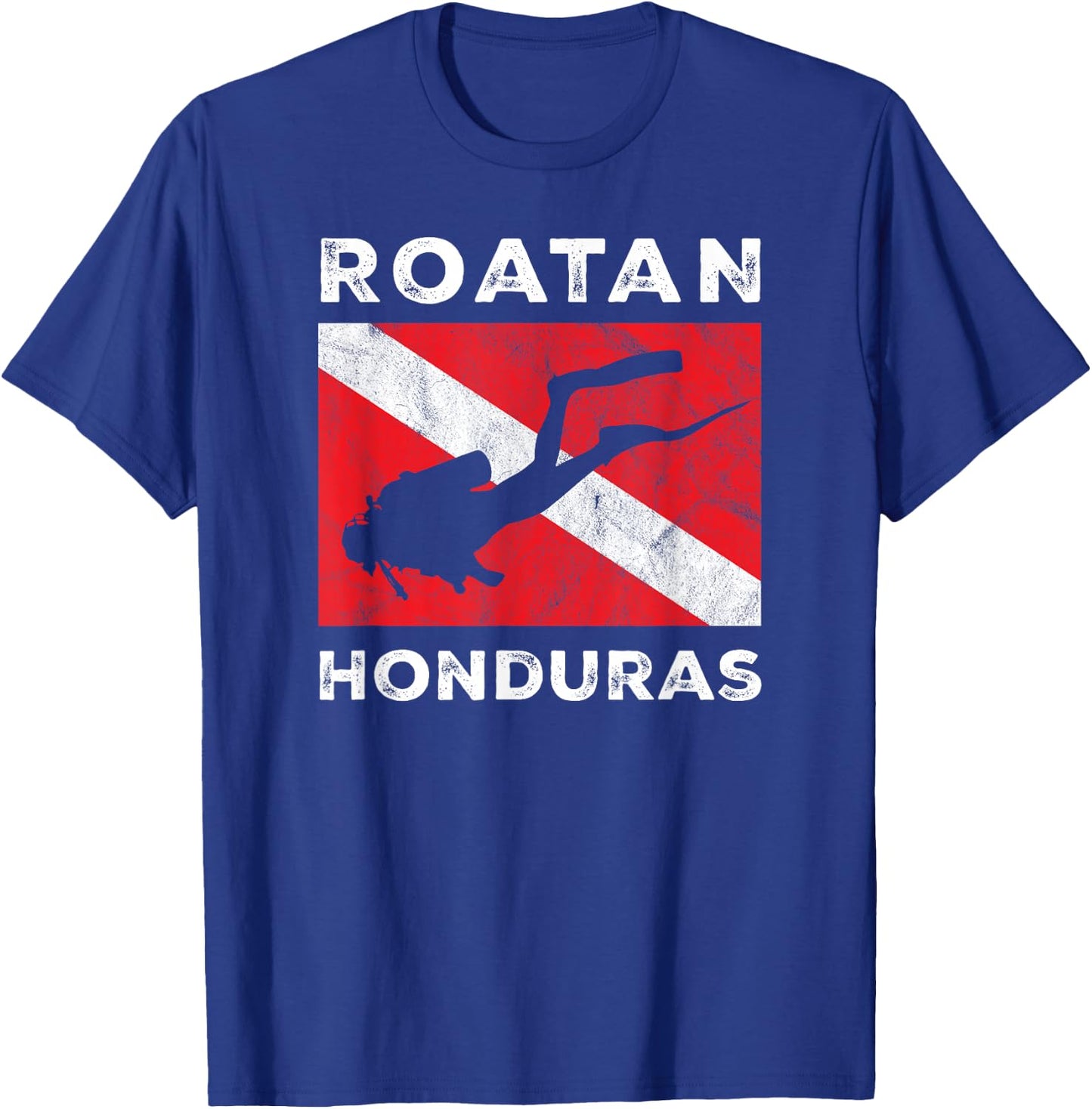 Retro Roatan Honduras Scuba Dive Vintage Dive Flag Diving T-Shirt - T-Shirt | Royal